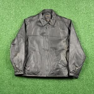 Vintage 90s St. John's Bay black leather bomber jacket
